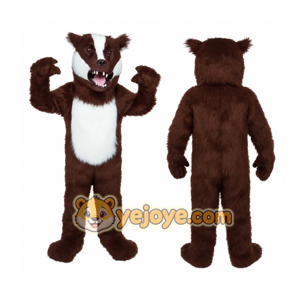Brown White Badger Mascot Costume