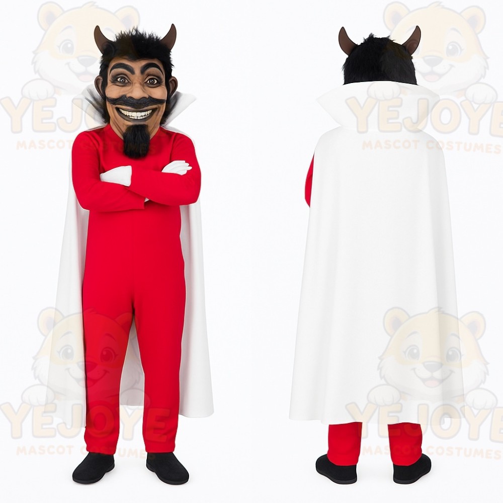 Red White Horned Devil Man Mascot Costume