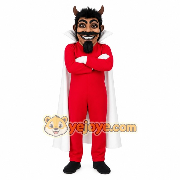 Red White Horned Devil Man Mascot Costume