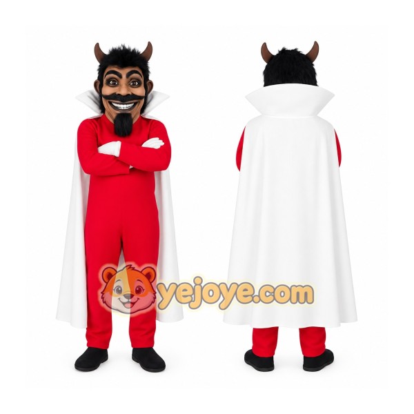 Red White Horned Devil Man Mascot Costume