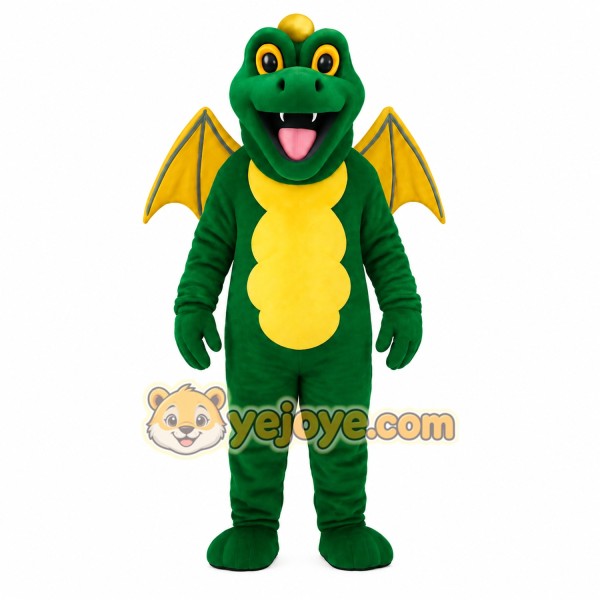 Green Yellow Winged Dragon Mascot Costume Green Yellow Winged Dragon Mascot Costume