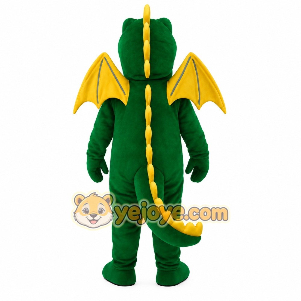 Green Yellow Winged Dragon Mascot Costume