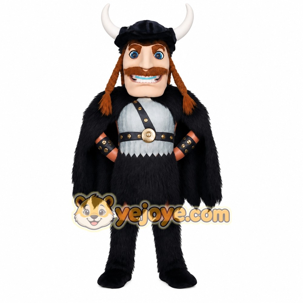 Black Gray Horned Viking Mascot Costume Black Gray Horned Viking Mascot Costume