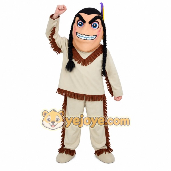 Tan Brown Native American Man Mascot Costume