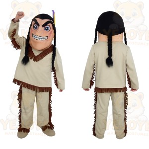 Tan Brown Native American Man Mascot Costume