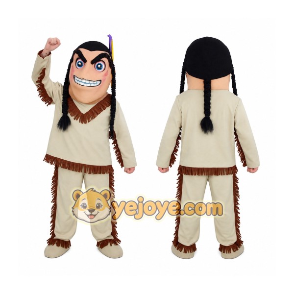 Tan Brown Native American Man Mascot Costume
