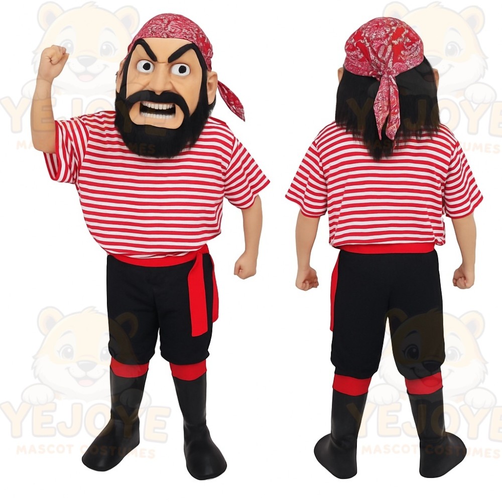 Red White Striped Pirate Mascot Costume