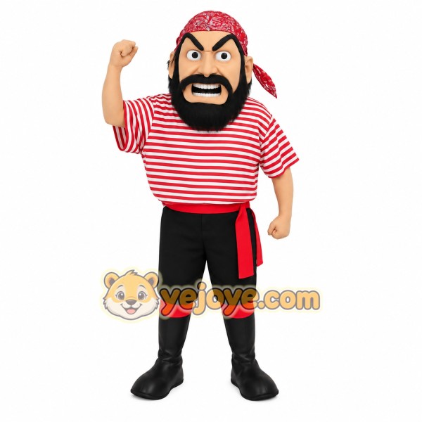 Red White Striped Pirate Mascot Costume