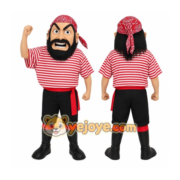 Red White Striped Pirate Mascot Costume