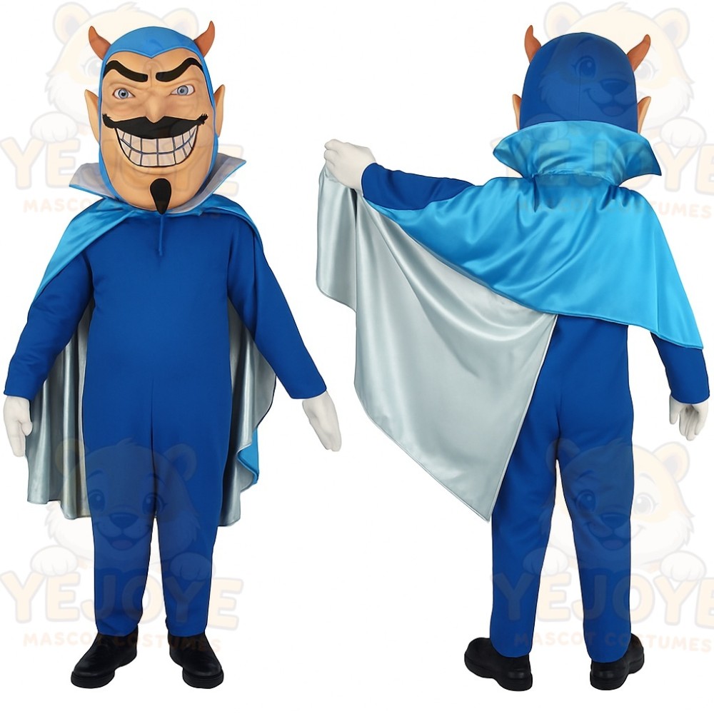 Blue Silver Horned Devil Mascot Costume
