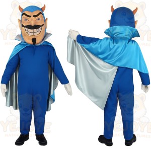 Blue Silver Horned Devil Mascot Costume