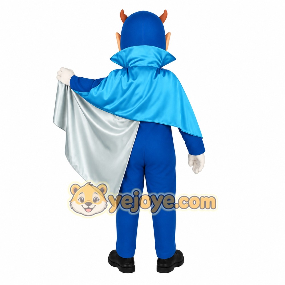 Blue Silver Horned Devil Mascot Costume Blue Silver Horned Devil Mascot Costume