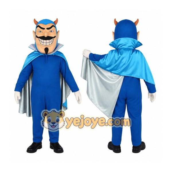 Blue Silver Horned Devil Mascot Costume