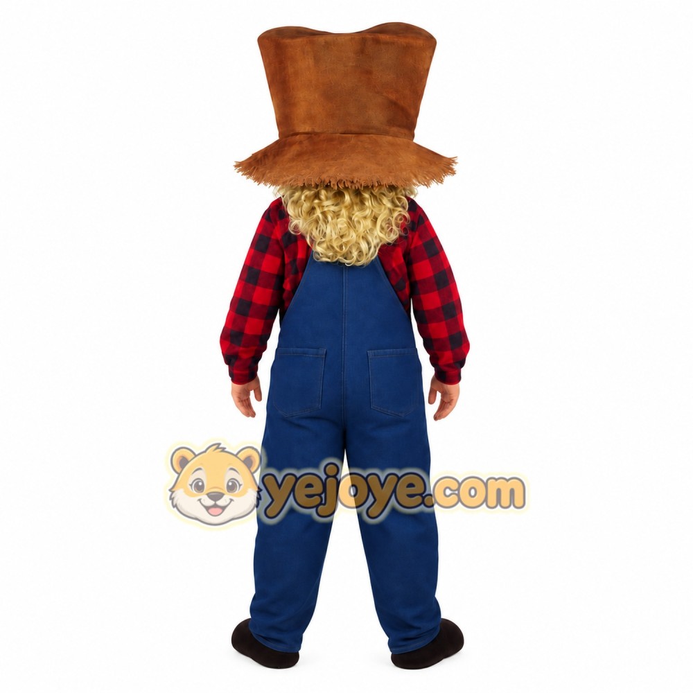 Brown Red Blue Bearded Farmer Mascot Costume Brown Red Blue Bearded Farmer Mascot Costume