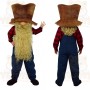 Brown Red Blue Bearded Farmer Mascot Costume