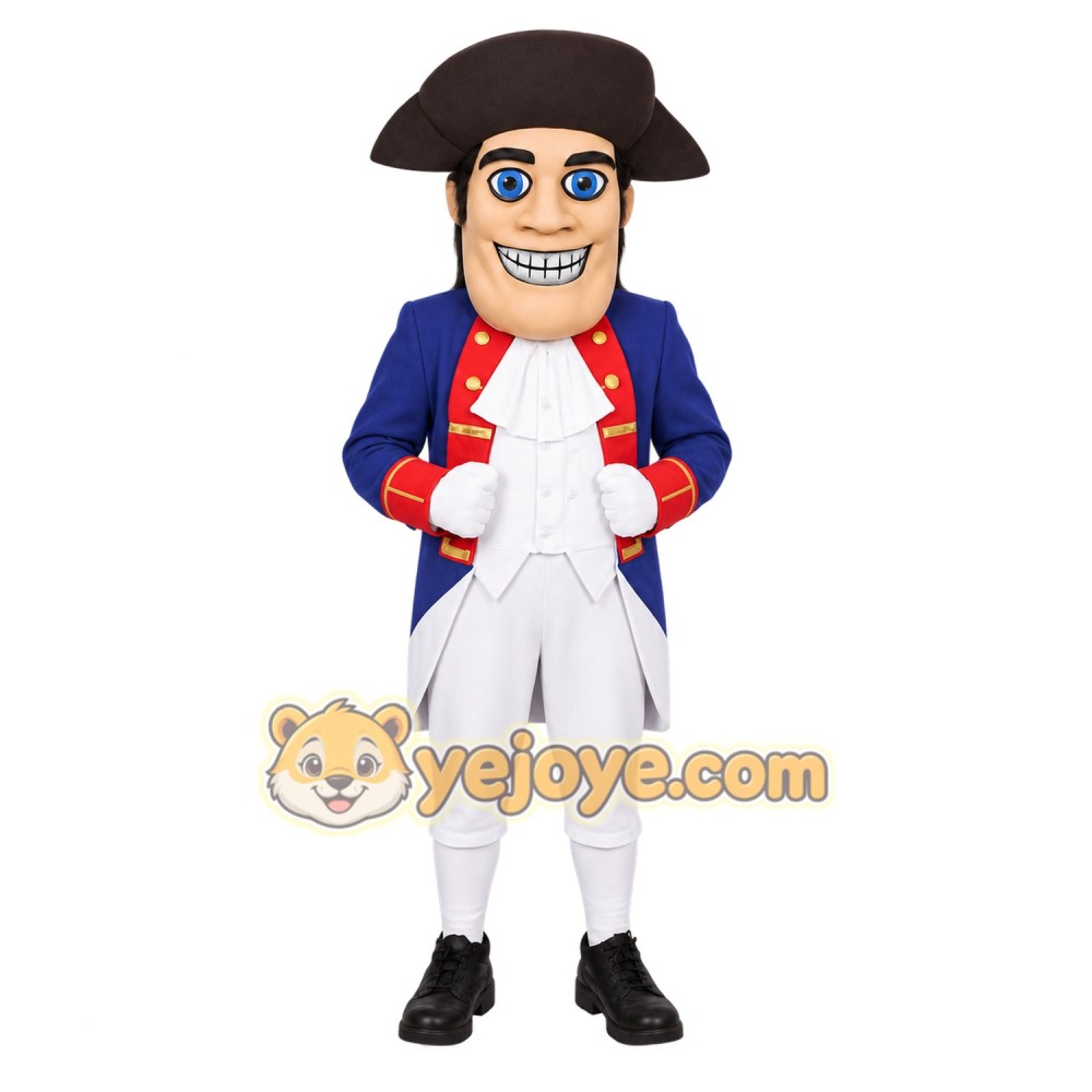 Navy Red Colonial Gentleman Mascot Costume Navy Red Colonial Gentleman Mascot Costume