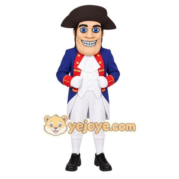 Navy Red Colonial Gentleman Mascot Costume