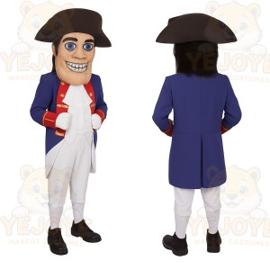 Navy Red Colonial Gentleman Mascot Costume