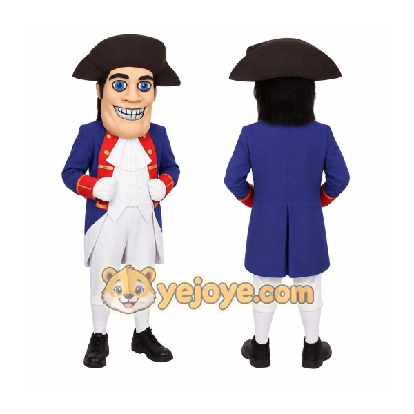 Navy Red Colonial Gentleman Mascot Costume