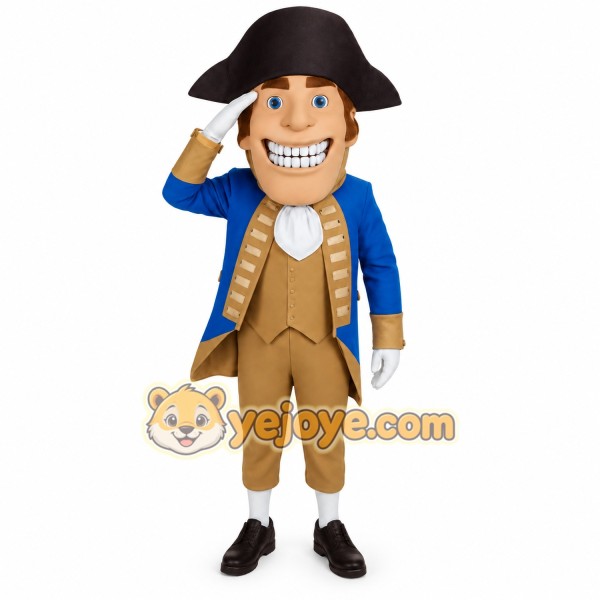 Blue Tan Colonial Gentleman Mascot Costume