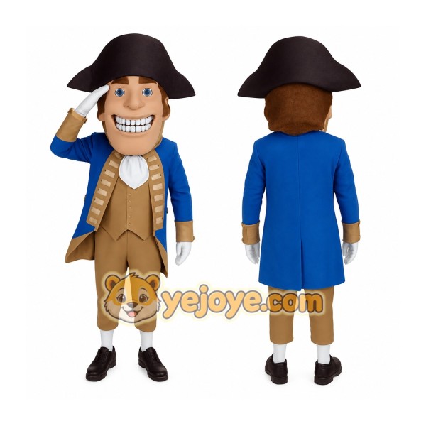 Blue Tan Colonial Gentleman Mascot Costume