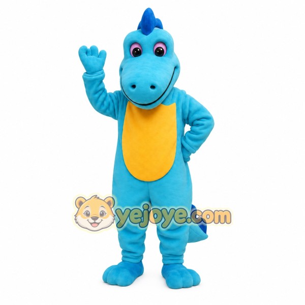 Blue Yellow Winged Dragon Mascot Costume