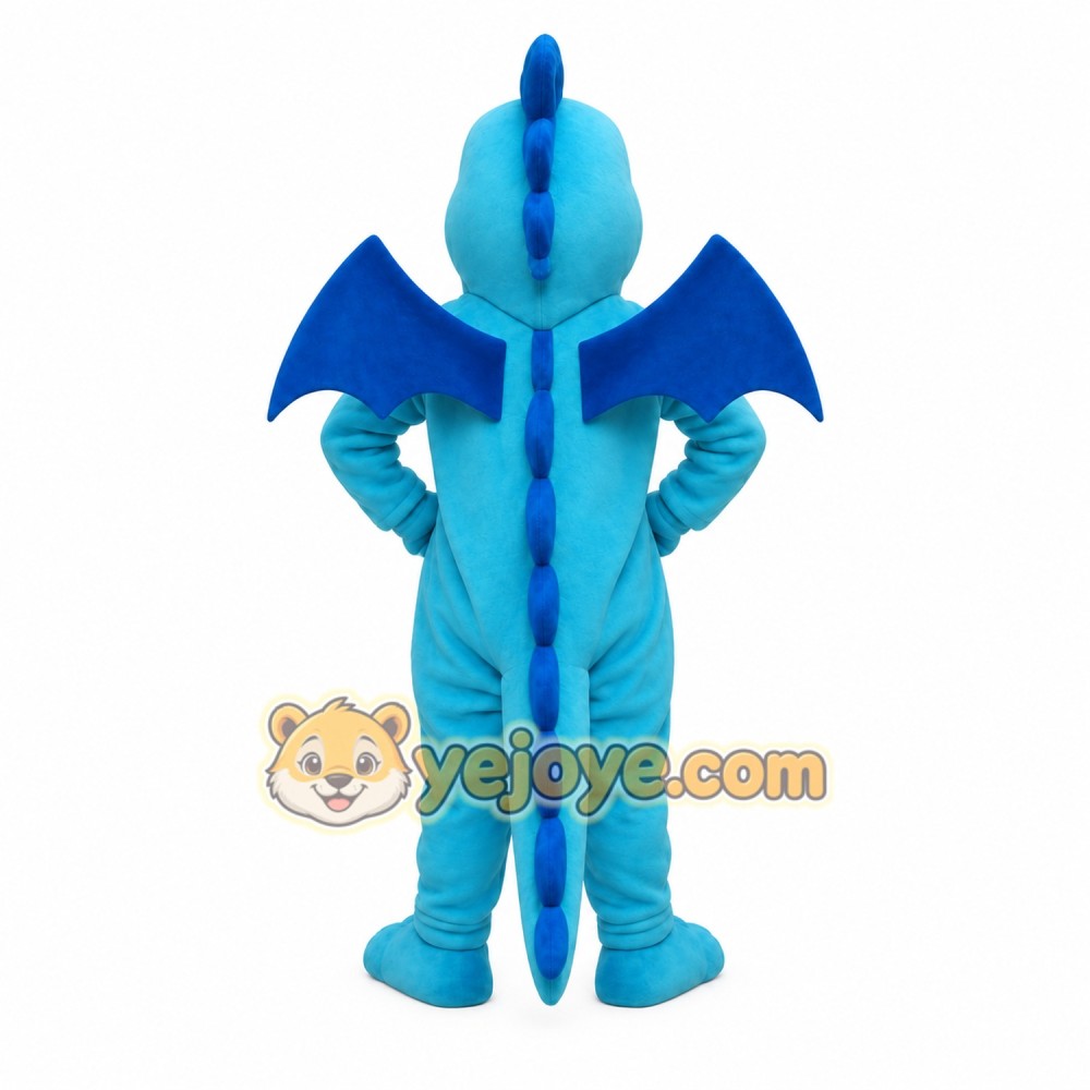 Blue Yellow Winged Dragon Mascot Costume
