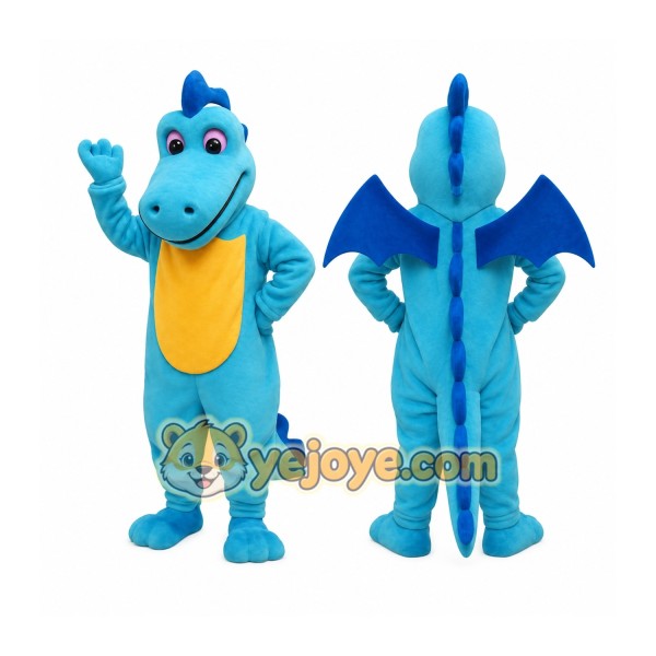 Blue Yellow Winged Dragon Mascot Costume