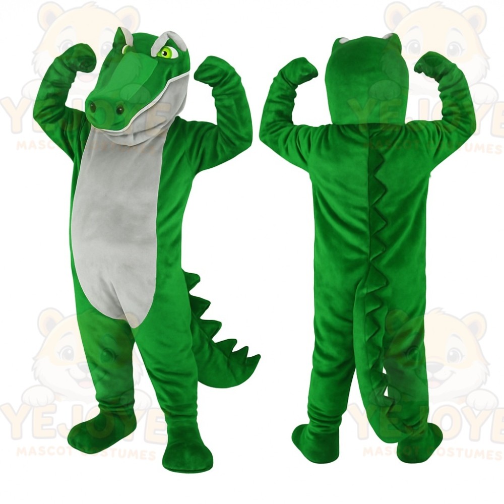 Green Gray Alligator Mascot Costume