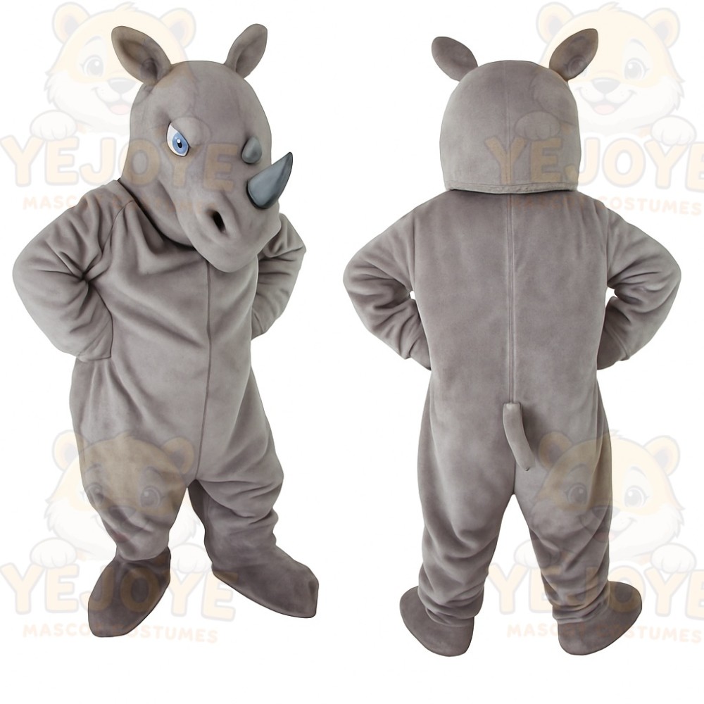 Gray Rhino Mascot Costume