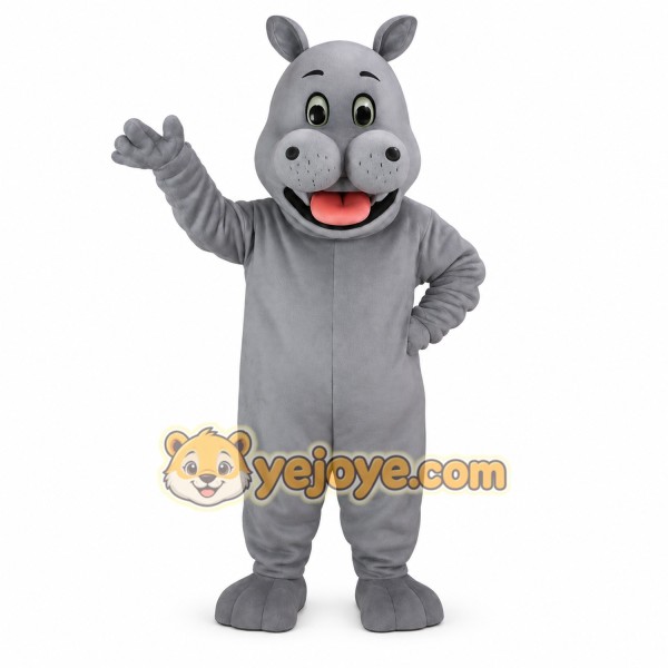 Gray Hippo Mascot Costume