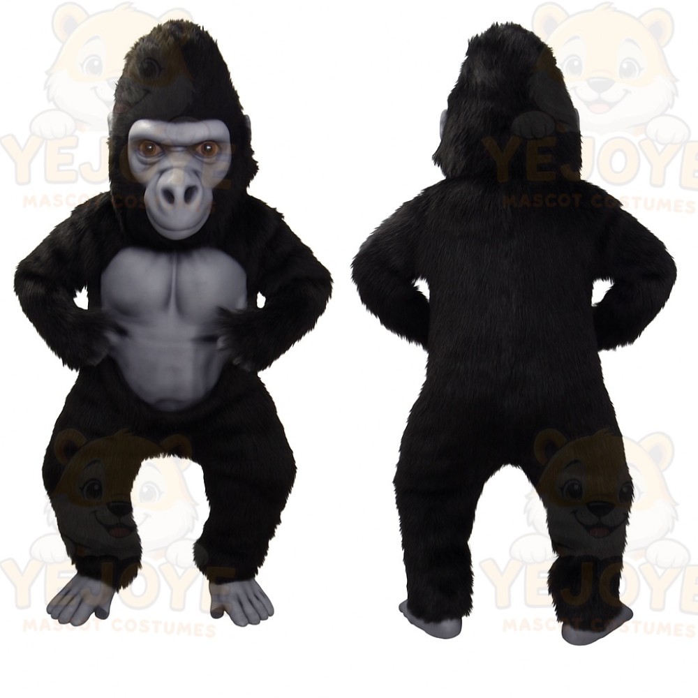 Black Gray Gorilla Mascot Costume