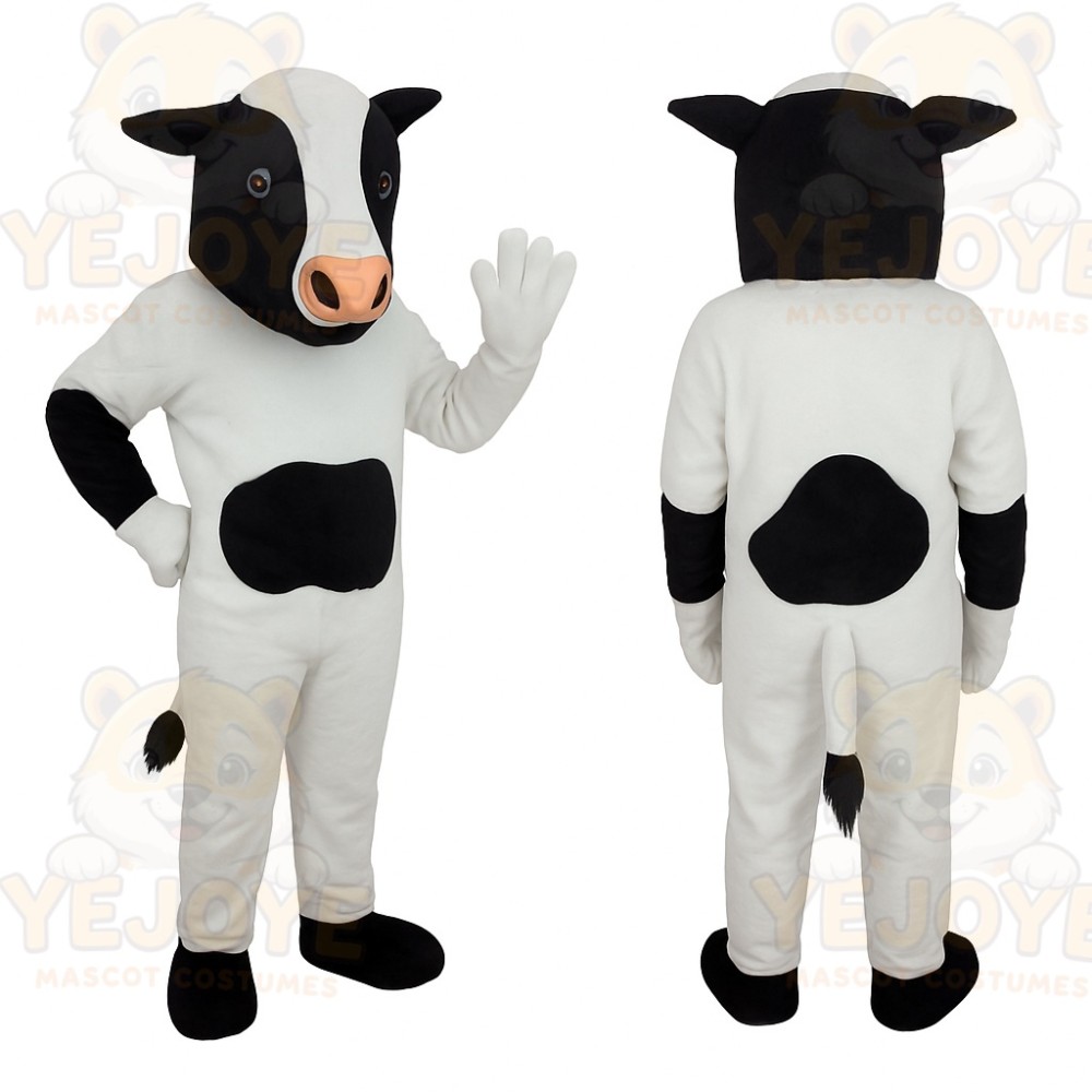 Black White Holstein Cow Mascot Costume