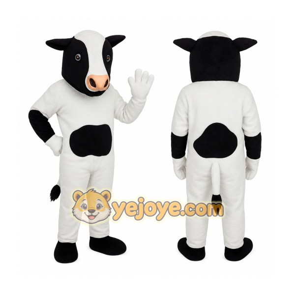 Black White Holstein Cow Mascot Costume