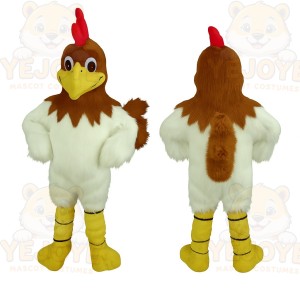 White Brown Yellow Rooster Mascot Costume