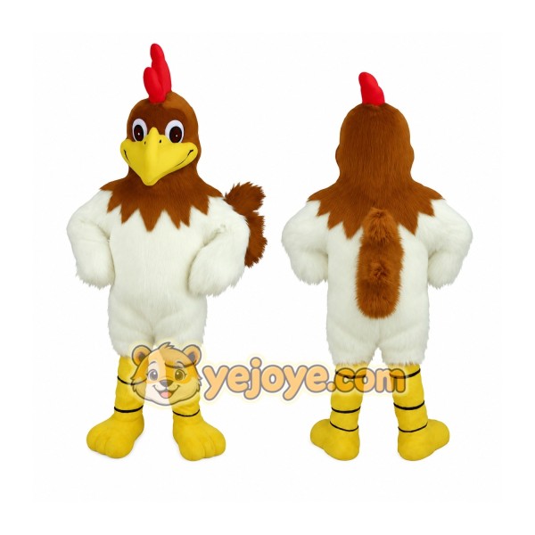 White Brown Yellow Rooster Mascot Costume