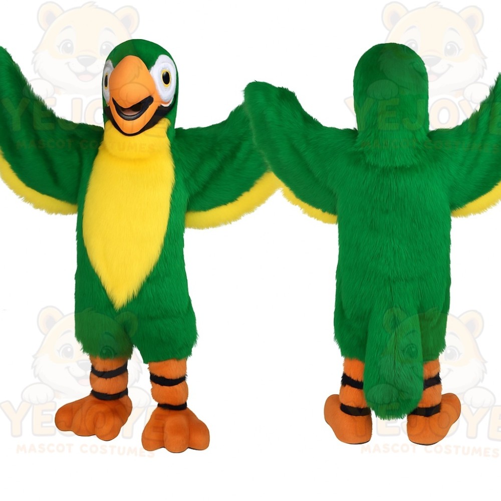 Green Yellow Orange Parrot Mascot Costume