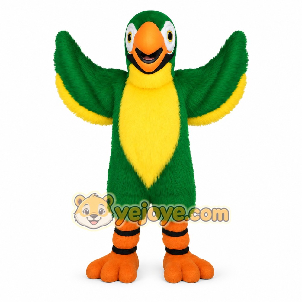 Green Yellow Orange Parrot Mascot Costume Green Yellow Orange Parrot Mascot Costume