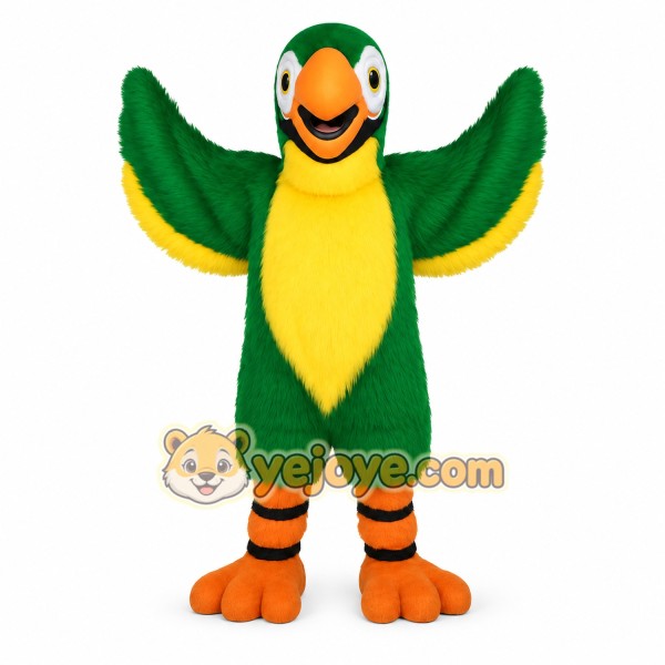 Green Yellow Orange Parrot Mascot Costume