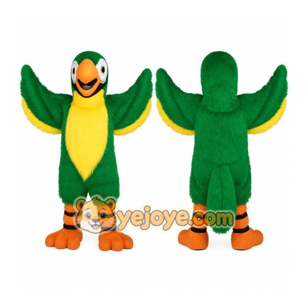 Green Yellow Orange Parrot Mascot Costume
