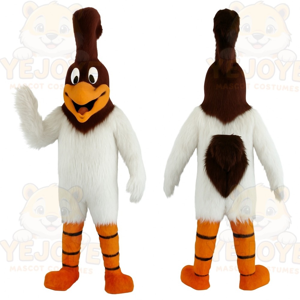 White Brown Orange Roadrunner Mascot Costume
