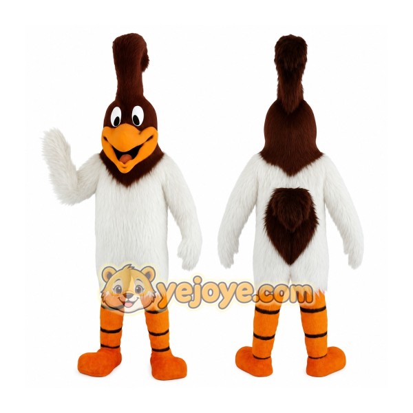 White Brown Orange Roadrunner Mascot Costume