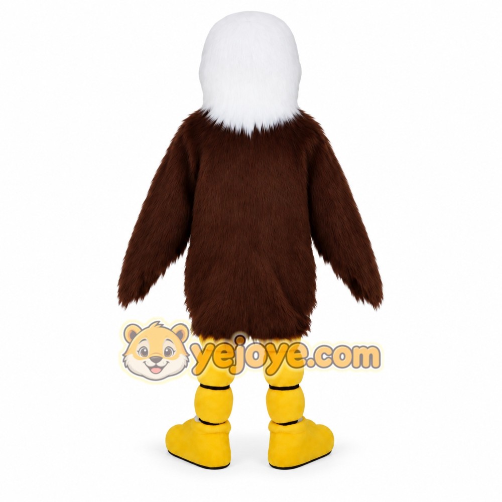 Brown White Yellow Bald Eagle Mascot Costume