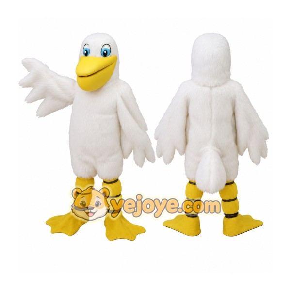 White Yellow Long Beaked Duck Mascot Costume