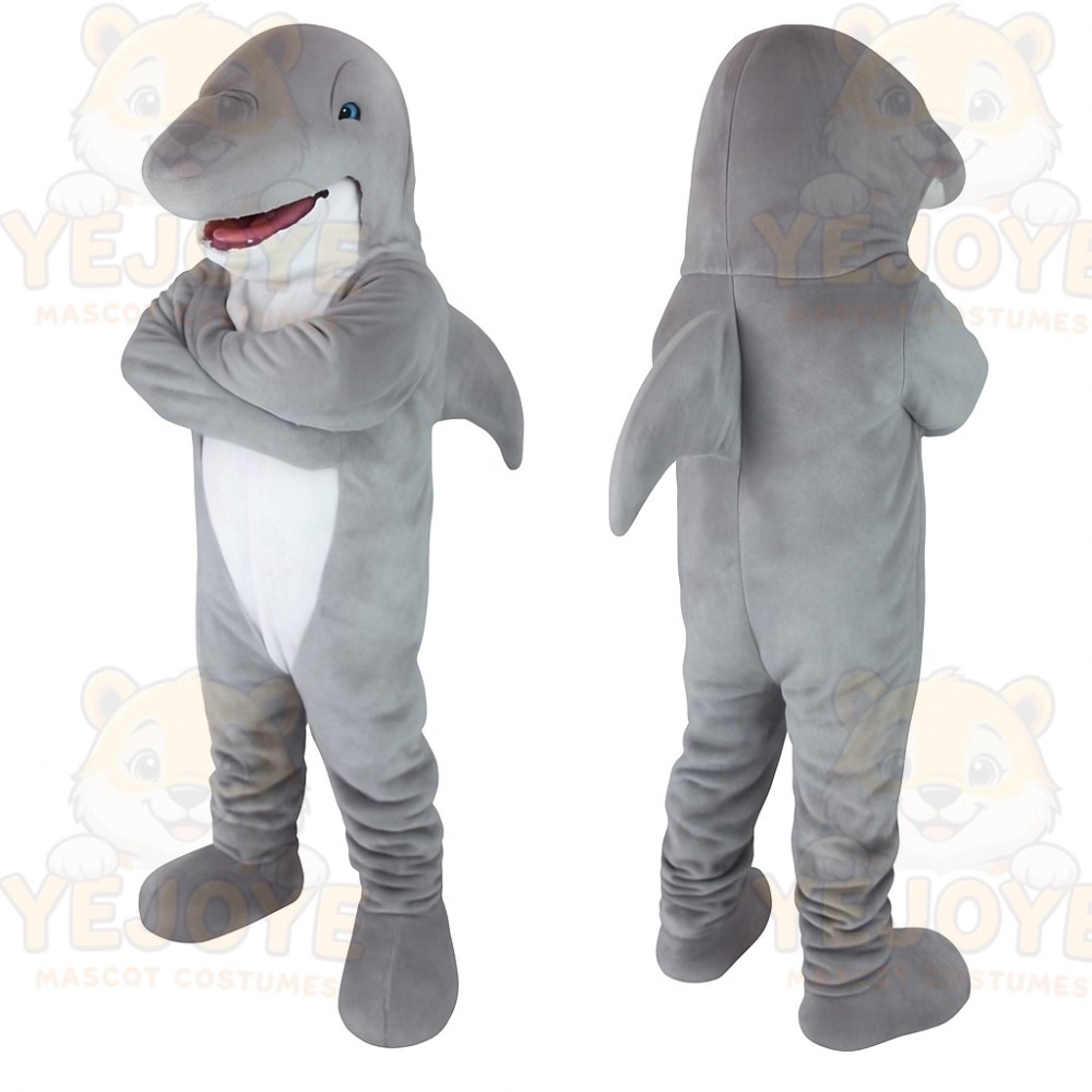 Gray White Shark Mascot Costume