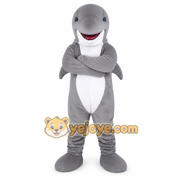 Gray White Shark Mascot Costume