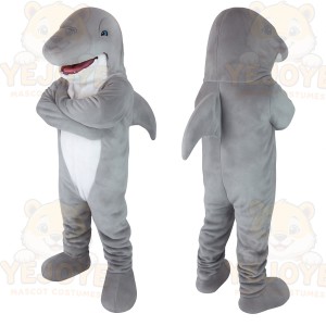 Gray White Shark Mascot Costume