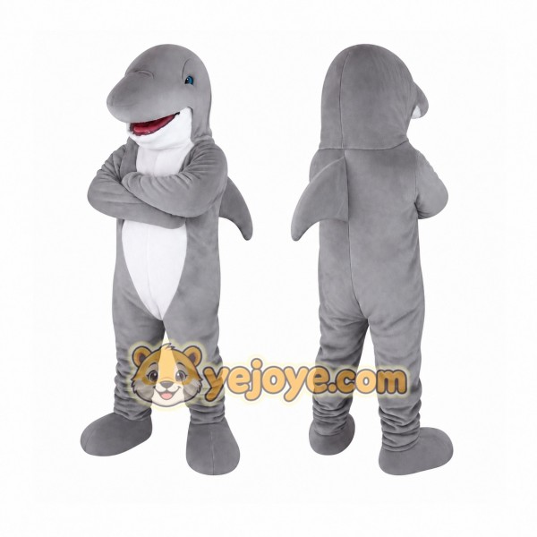 Gray White Shark Mascot Costume
