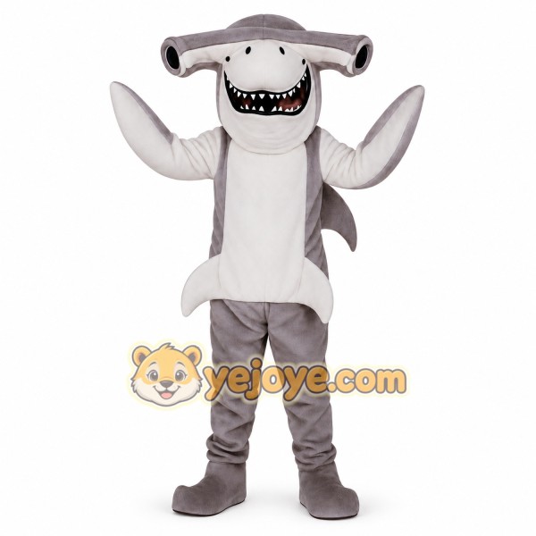 Gray White Hammerhead Shark Mascot Costume
