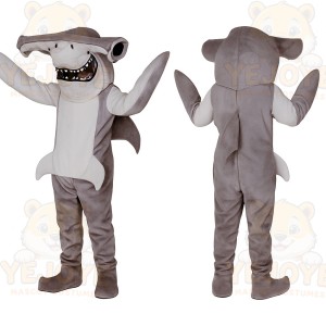 Gray White Hammerhead Shark Mascot Costume